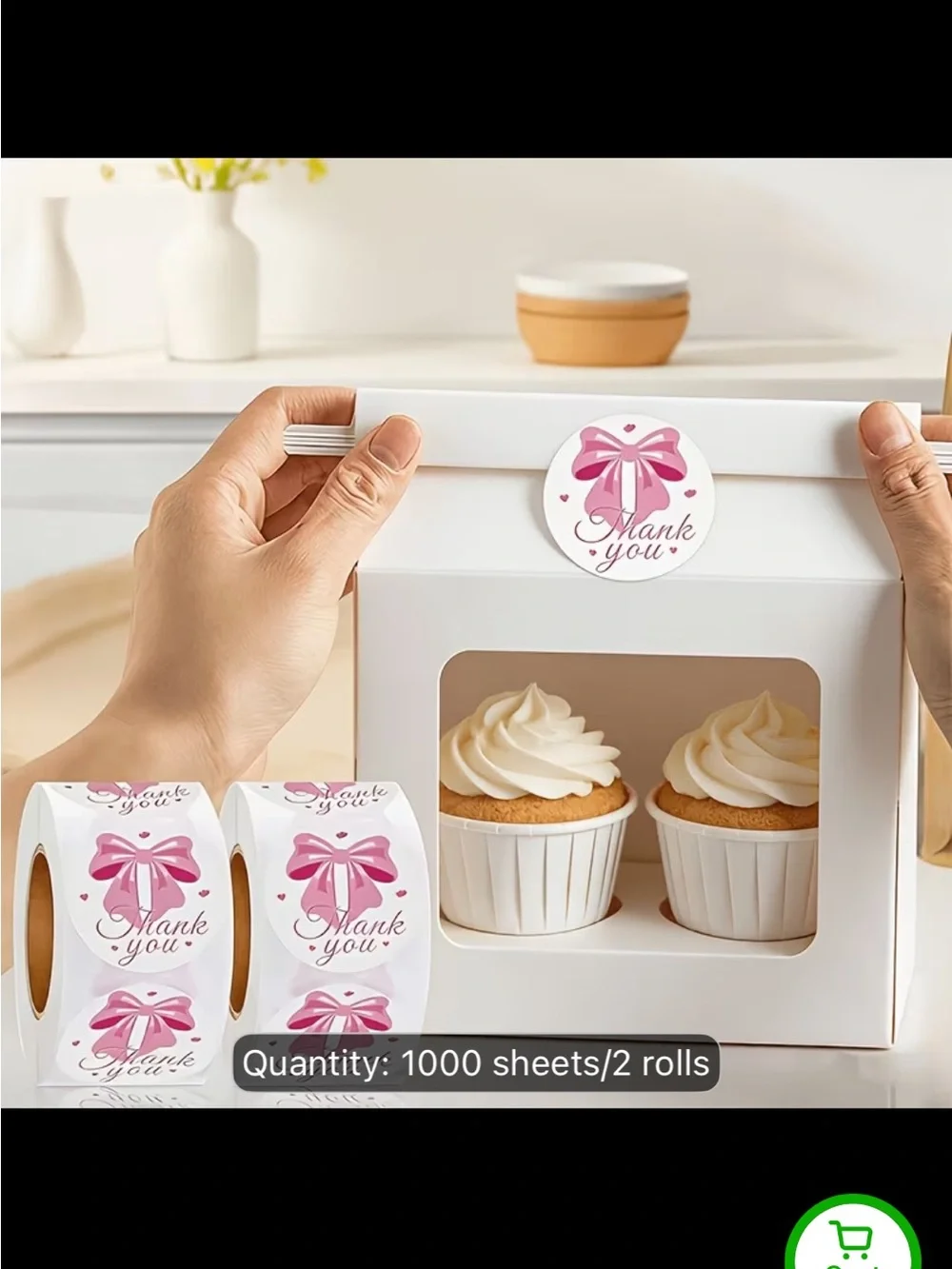 Pink Bow 500 Thank You Sticker Rolls for Gift Packaging